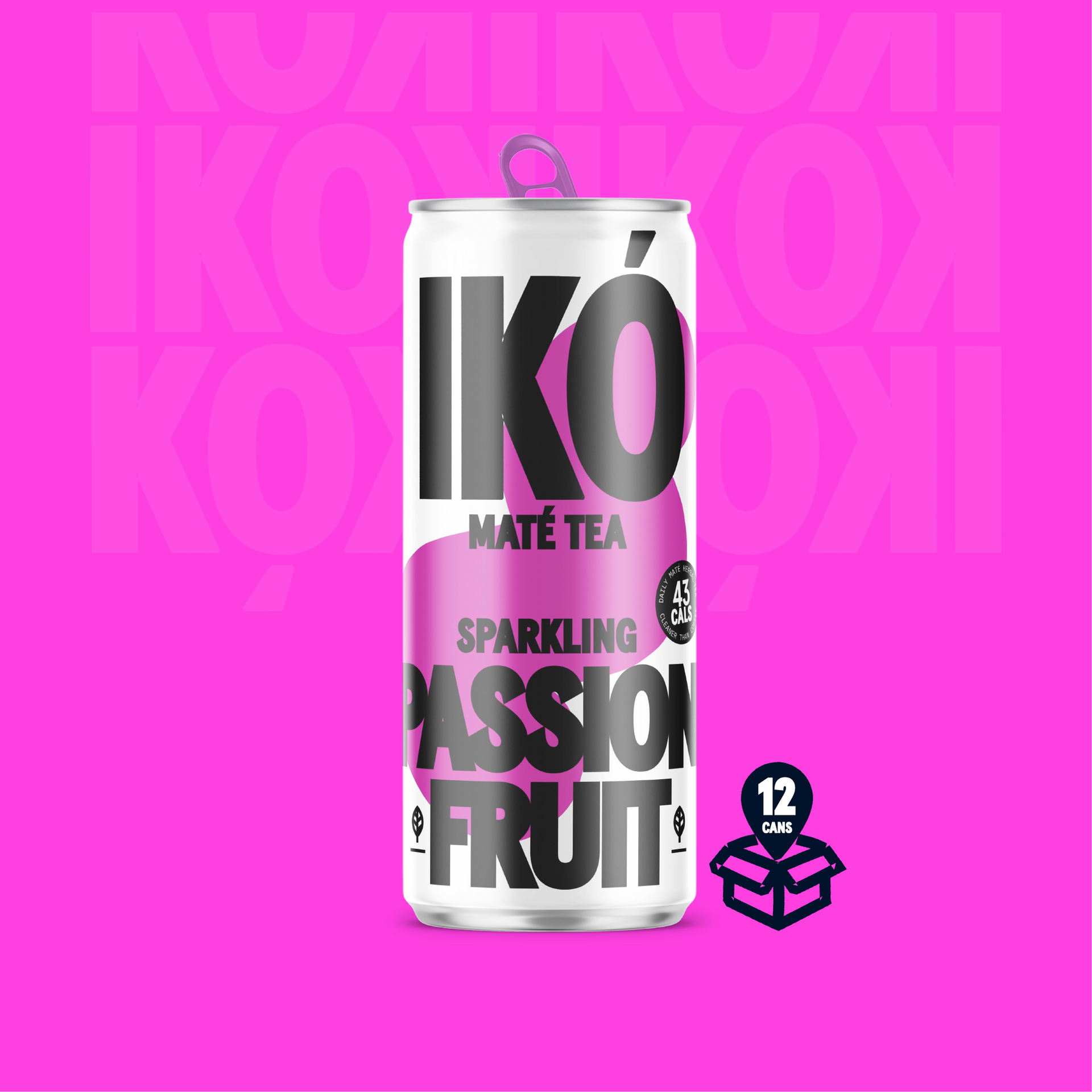 IKÓ Sparkling Maté Tea - Passionfruit & Mint -12x 250ml